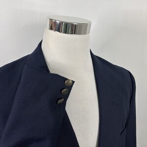 RBM Collection 44S Blazer Wool Blend Navy Blue Gold Two Button Fully Lined